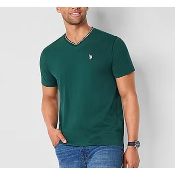 NWT (1) V-neck and ( 2 )  Crew Neck US Polo Assn Men's Short Sleeve Tee - Picture 3 of 7